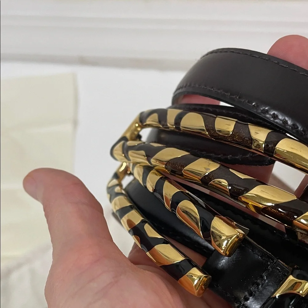 St. John Brown leather and Gold Accent Belt